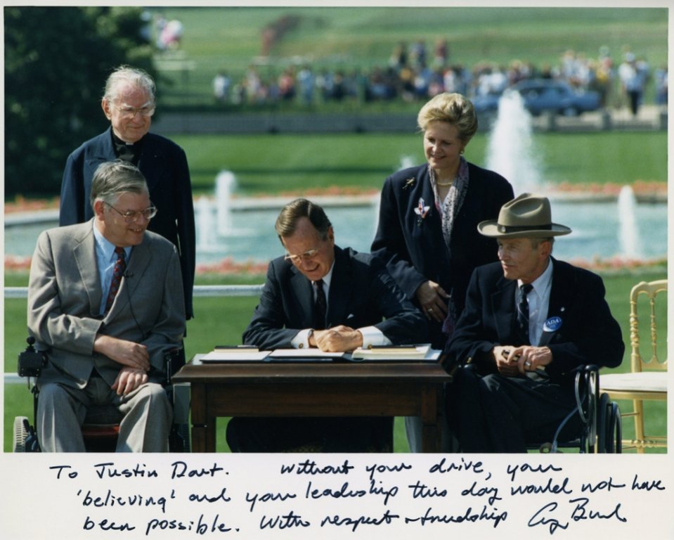 president bush evan kemp justin dart signing a d a disability history america