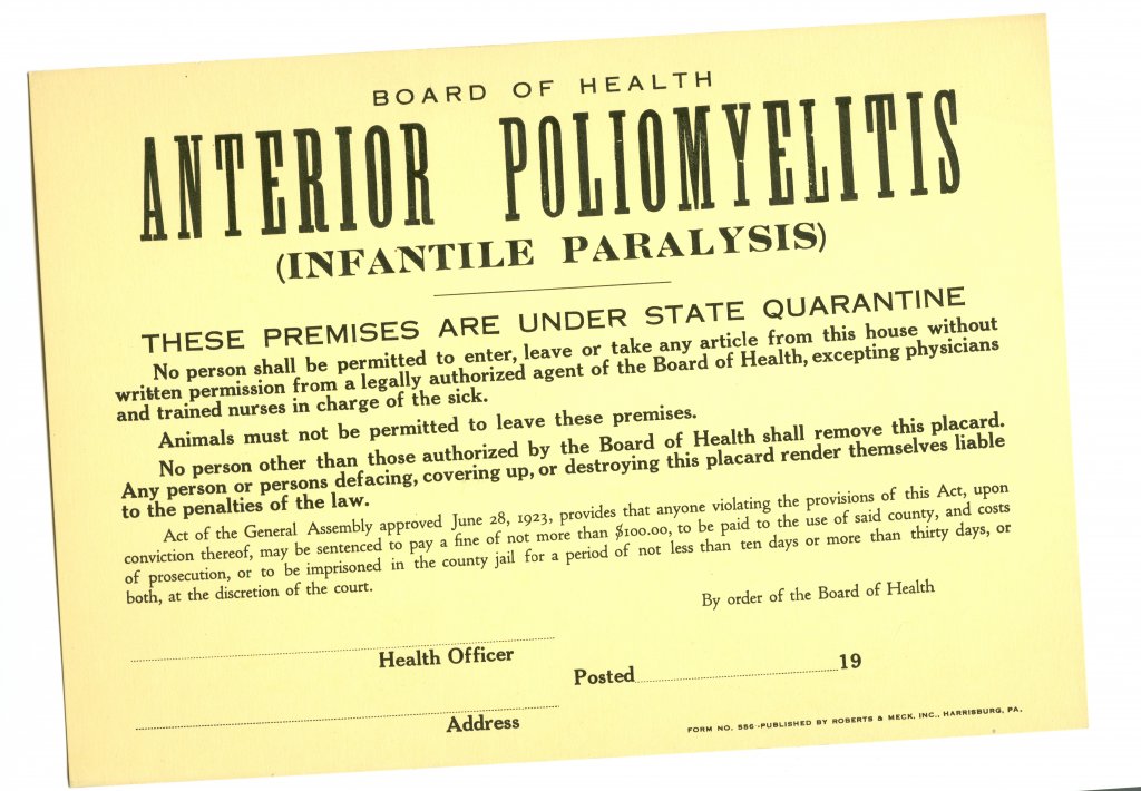 polio quarantine sign disability history america