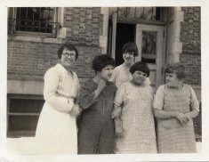 female school children and teacher black white photograph disability history america
